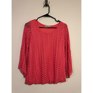 Women's Roz & Ali Coral Crochet Blouse M